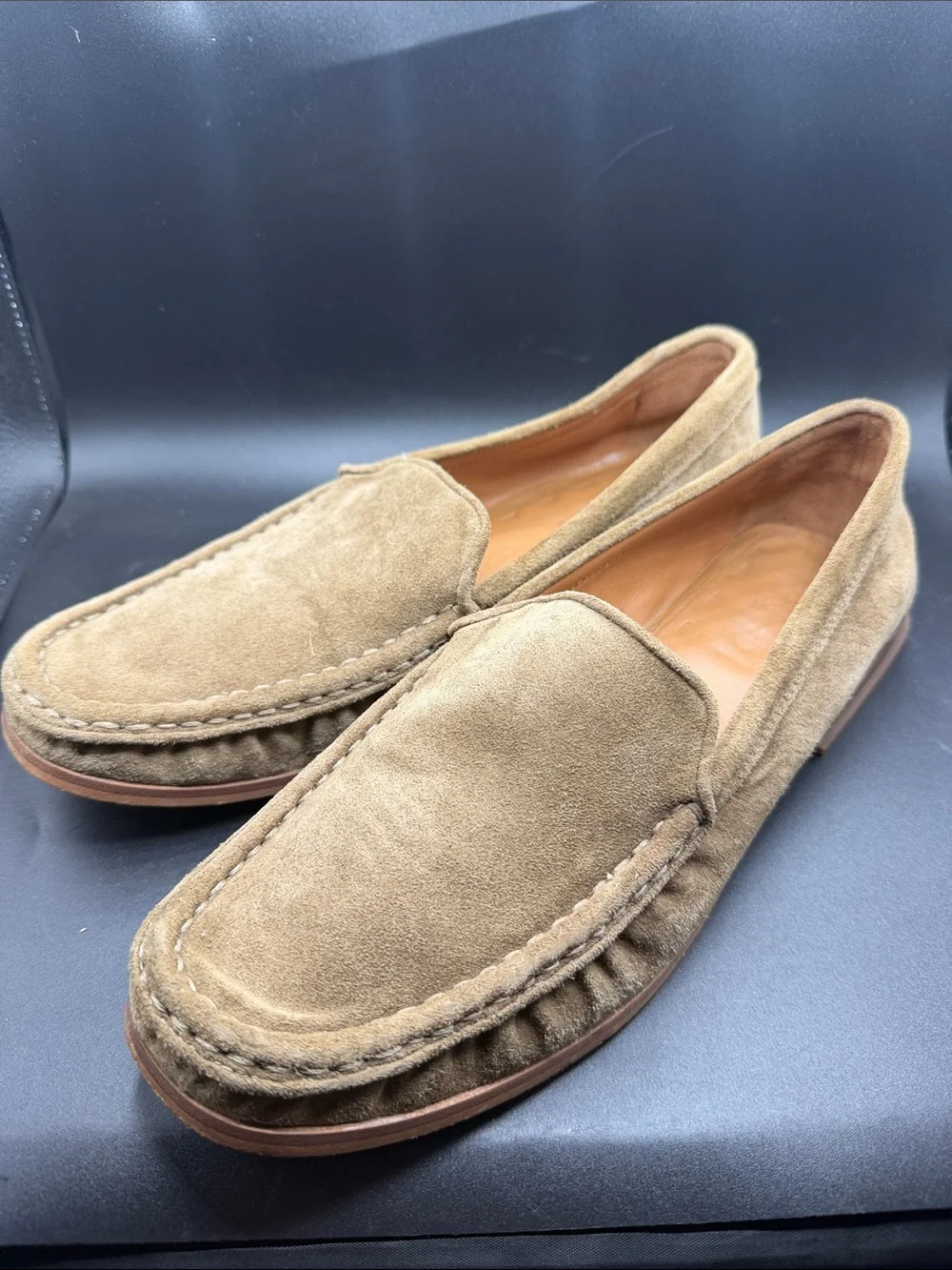 Sarto Men's Tan Suede Slip-On Loafers